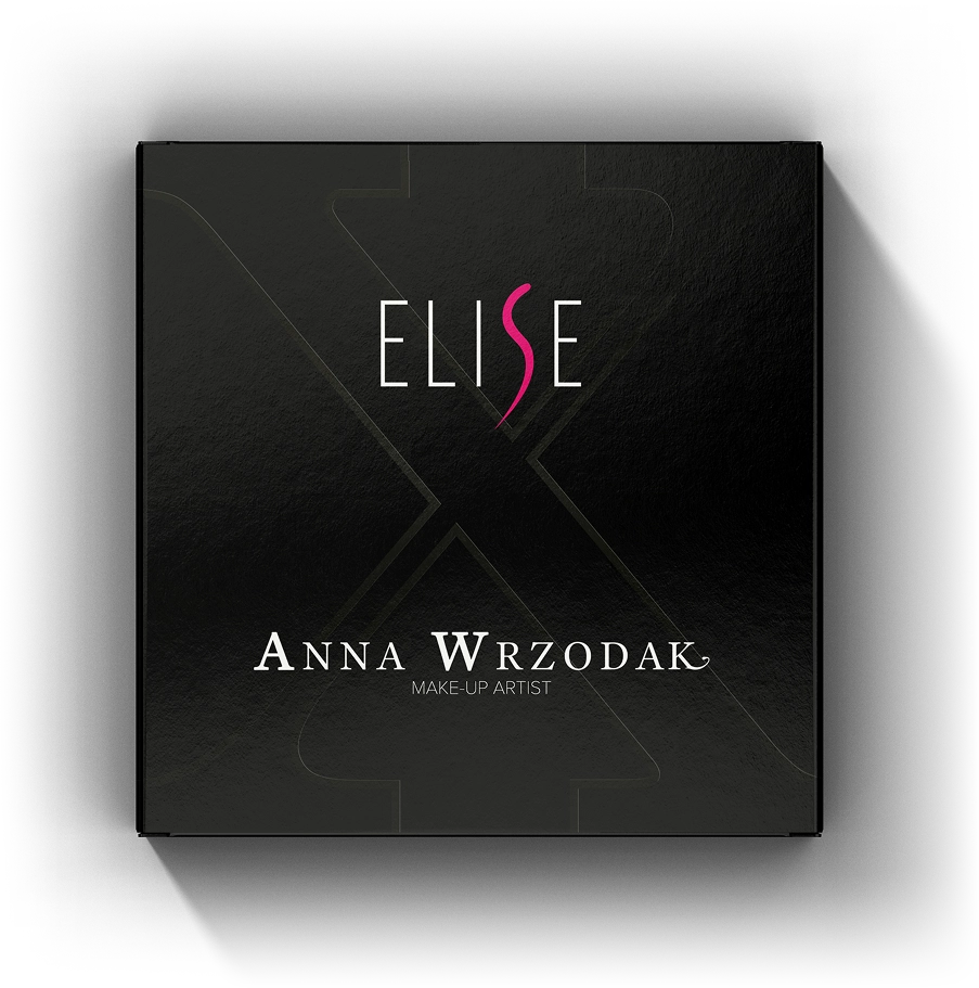 Luksusowe logo ELISE – elegancki czarny design z subtelnym połyskiem. Nazwa Anna Wrzodak – Makeup Artist podkreśla ekskluzywny charakter marki.