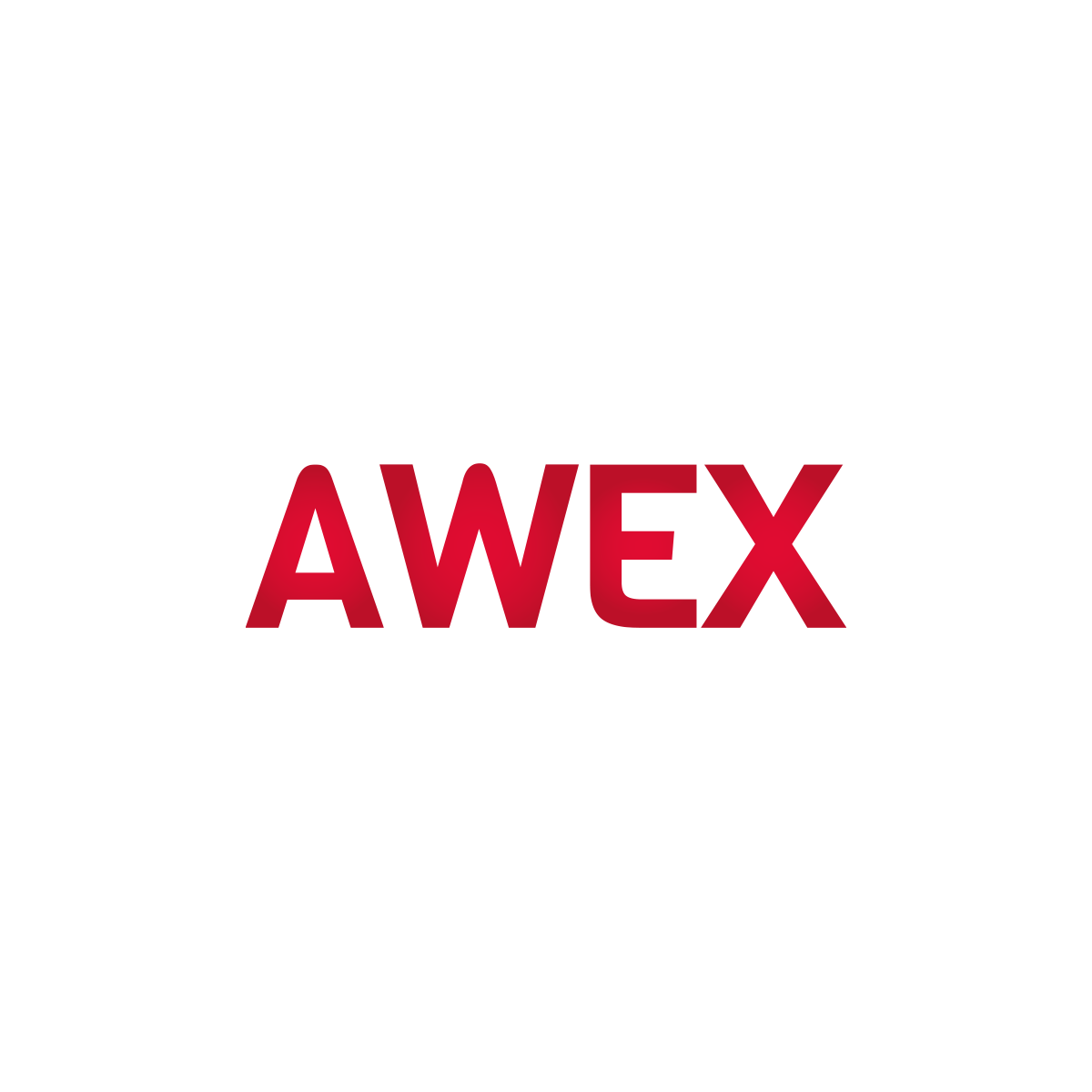 Logo "AWEX" w intensywnym czerwonym kolorze na białym tle. Nowoczesna, mocna typografia podkreśla dynamikę, profesjonalizm i siłę marki.