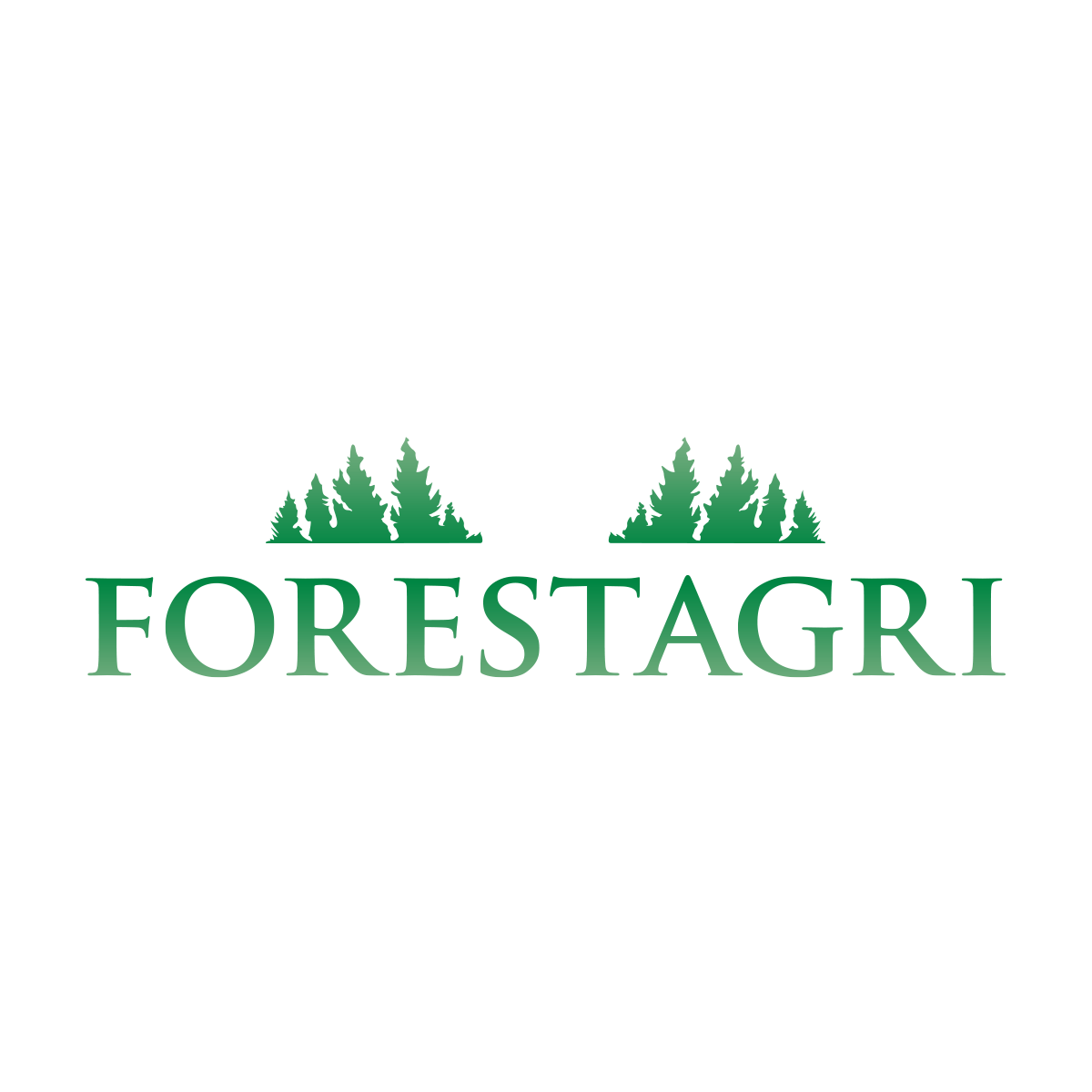 Logo ForestAgri w dwóch wersjach kolorystycznych: Prawa strona: wersja na ciemnobrązowym tle, wzmacniająca leśny i rolniczy charakter marki.
