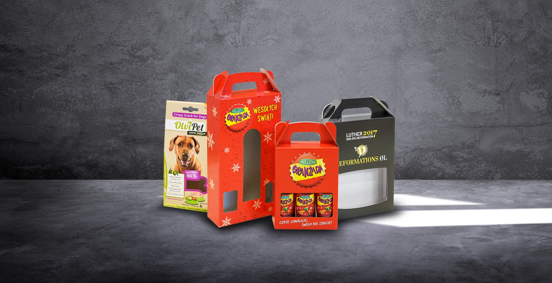 Zdjęcie przedstawia stronę kontaktową firmy MyPack z łatwymi danymi kontaktowymi i zdjęciem opakowań.