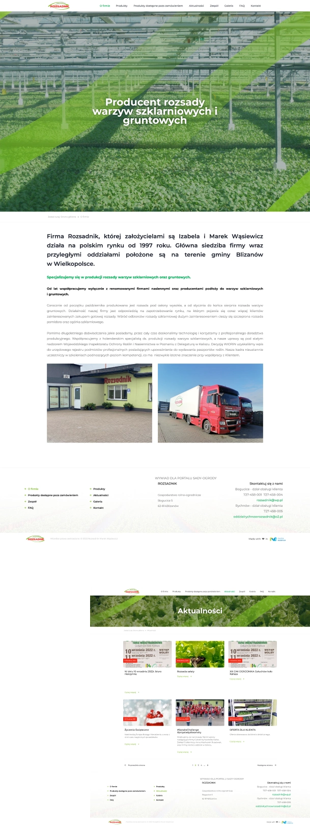 Strona Rozsadnik prezentuje ofertę producenta rozsad warzyw szklarniowych i gruntowych, informacje o firmie, produktach, aktualnościach i zamówieniach.